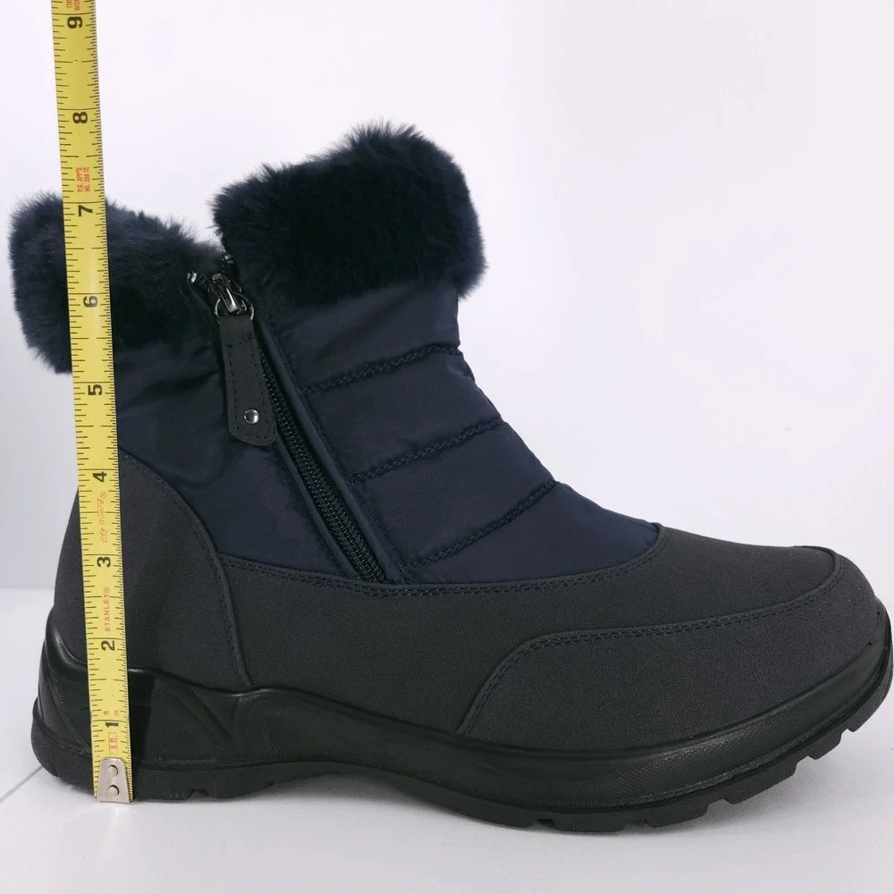 Easy Street Dry Waterproof Frosty Navy‎ Winter Booties Cozy Zip Womens Size 9 WW